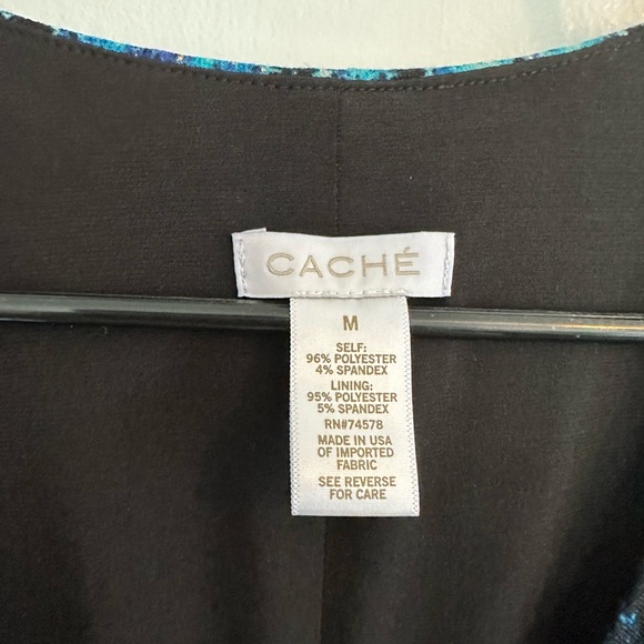 Cache Blue Zig Zag Print Faux Wrap Dress Size Medium - Picture 9 of 10